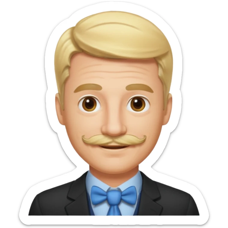 emoji of a 30-year-old man, mature appearance, gentleman features, blond hair, mustache, smiling sticker