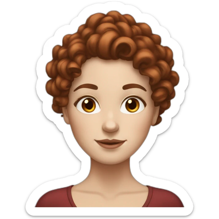 WHITE GIRL WITH VERY LONG, BRUNNET, CURLY HAIR WITH A DARK RED HUE AND A LIGHT SPRAY OF FRECKLES sticker