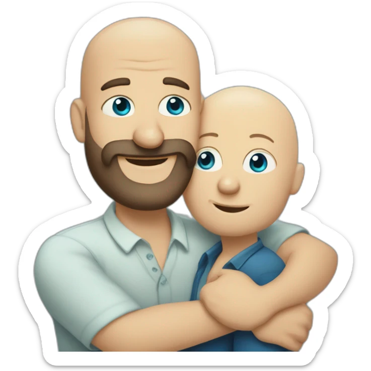 Tall Hungarian blond blue eyes bald bearded man hugs African bald  bearded 50s man sticker