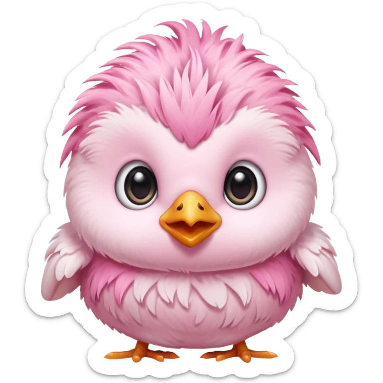 cute pink baby chick emoji, kawaii style, fluffy, big eyes, pastel colors, transparent background, twitch emote sticker