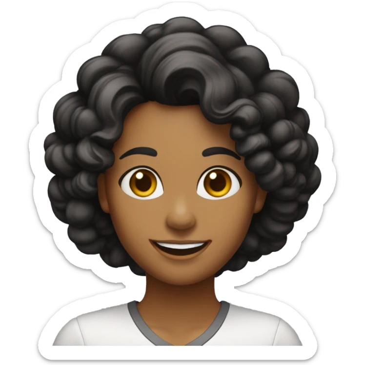 Mulher de 40 anos, cabelo cacheado loiro com preto com sorriso grande sticker