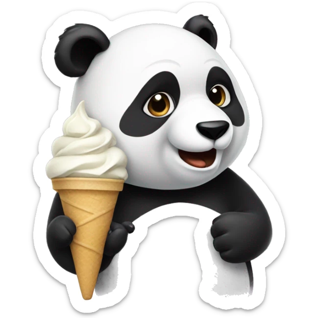 Panda eating ice cream sticker