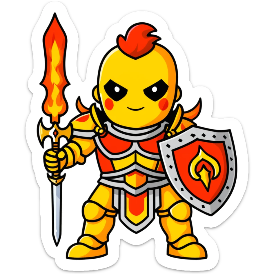 Emperor of Mankind from Warhammer 40K with golden armor and a large flaming sword sticker