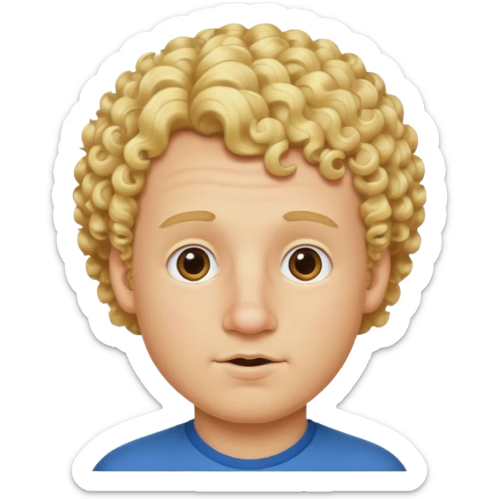 blonde white boy with curly hair and big nose and double chin  sticker