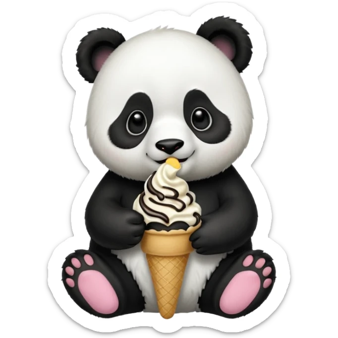 Panda eating ice cream sticker