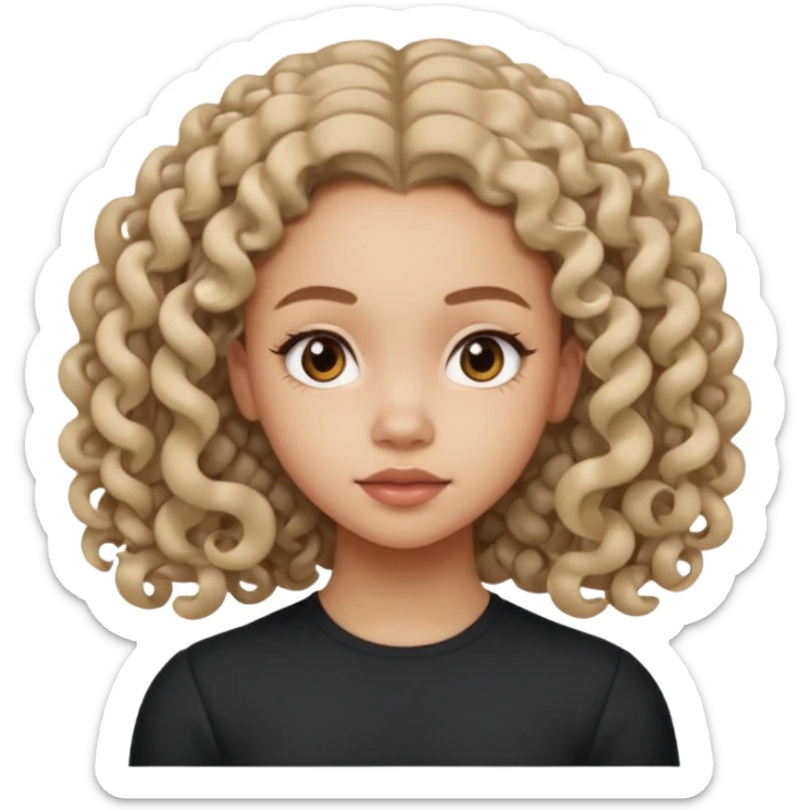 a girl looking off to the side, kind of looks like olivia rodrigo but with 3B curls sticker