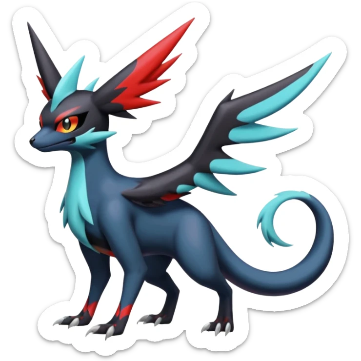 Spooky Evil Shiny Colorful Edgy Badass Cool Nargacuga-Latias-Umbreon-Noibat-Noivern-Silvally-Pokémon-Fakémon-fusion (full body) sticker