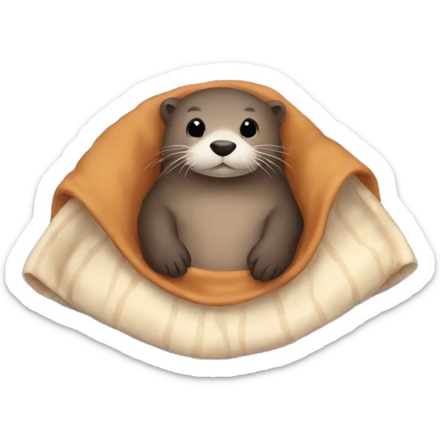 otter cozy in blanket sticker