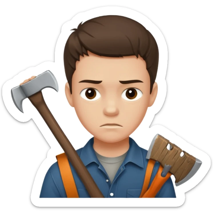 13 y/o Brian robeson at the beginning of Hatchet
struggling with his parents' recent divorce and harboring . He is angry, self-pitying
He is carrying a hatchet
He is in a single-engine plane with a pilot who soon suffers a heart attack, leaving Brian to navigate the crash and his new, harsh reality. sticker