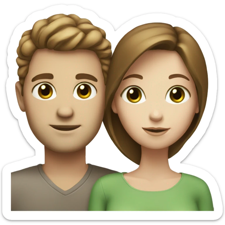 Pale couple with brown hair green eyes sticker