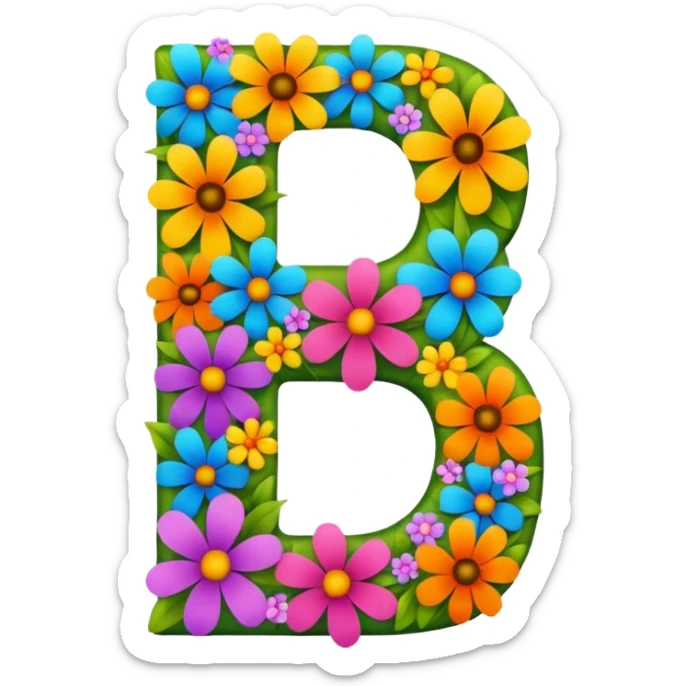bold number 7 densely covered and almost entirely made up of prominent colorful flowers sticker