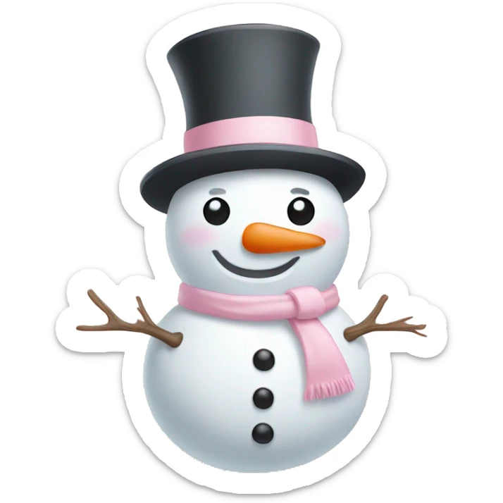 Cute white and light pink snowman sticker