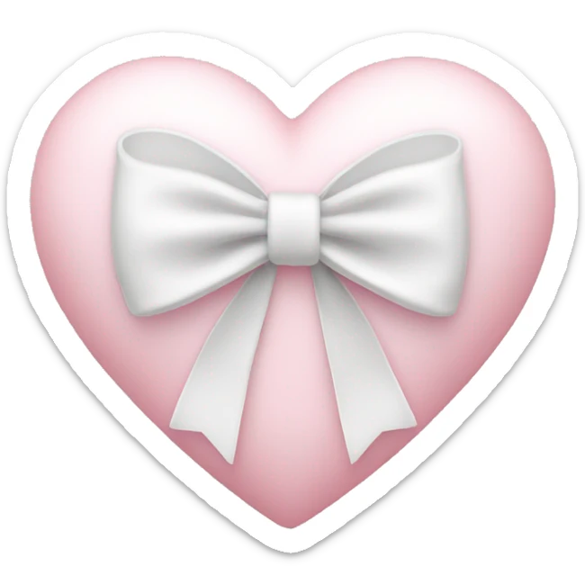 Pastel pink heart with white bow sticker