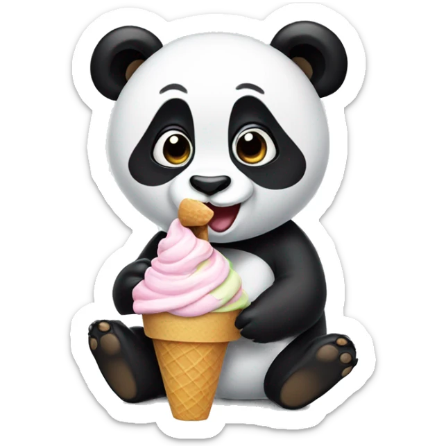 Panda eating ice cream sticker