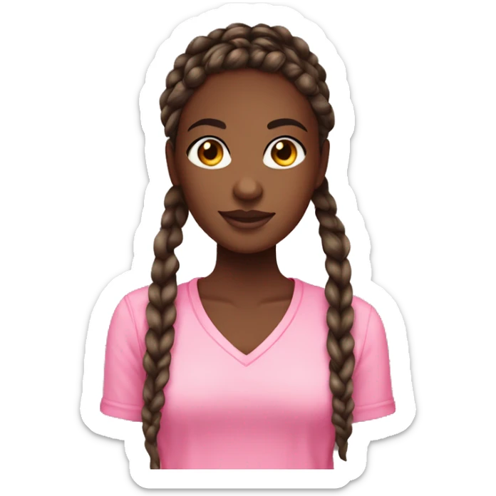 medium dark skin pretty girl with knotless braids and pink shirt sticker