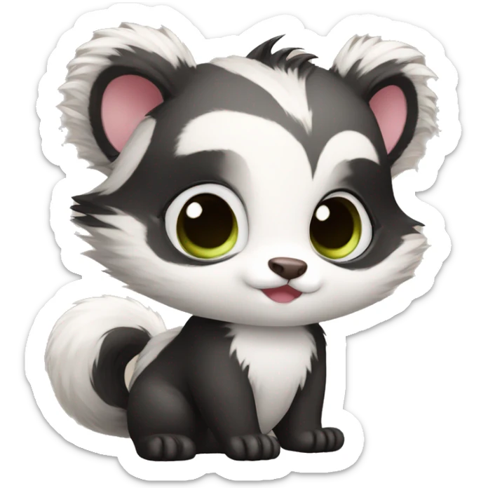 Cute skunk-panda-raccoon-ferret-cat-hybrid full body sticker