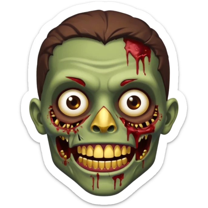 Quero um zumbi com a pele morena, com machucados no rosto (poucos) com dentes de ouro sticker