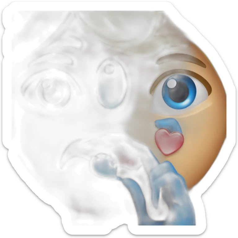 Cœur rouge à l'œil gauche et cœur bleu à l'œil droit en souriant sticker