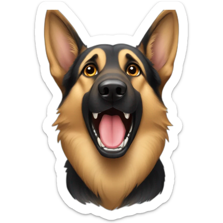 german shepard dog with large overbite and teeth that stick out of her mouth sticker