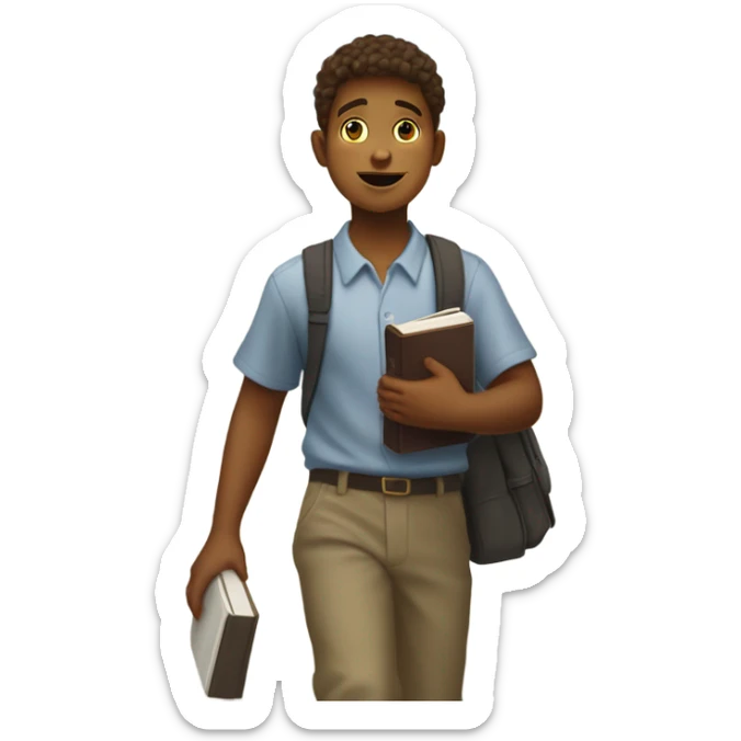 A Jehovah's witnesses boy how walking on street and carry on is Bible sticker