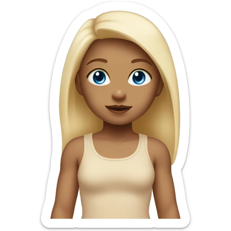 baby girl with blue eyes blonde in beige bodysuit  sticker