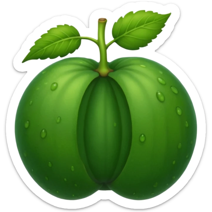 Un fruto verde oscuro con puntos verdes más oscuros Y con patas redondas y con un tallo con forma de C sticker