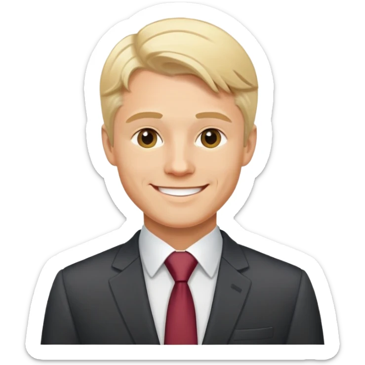 Oleg Tinkov, smiling, blond hair, wearing a business suit sticker