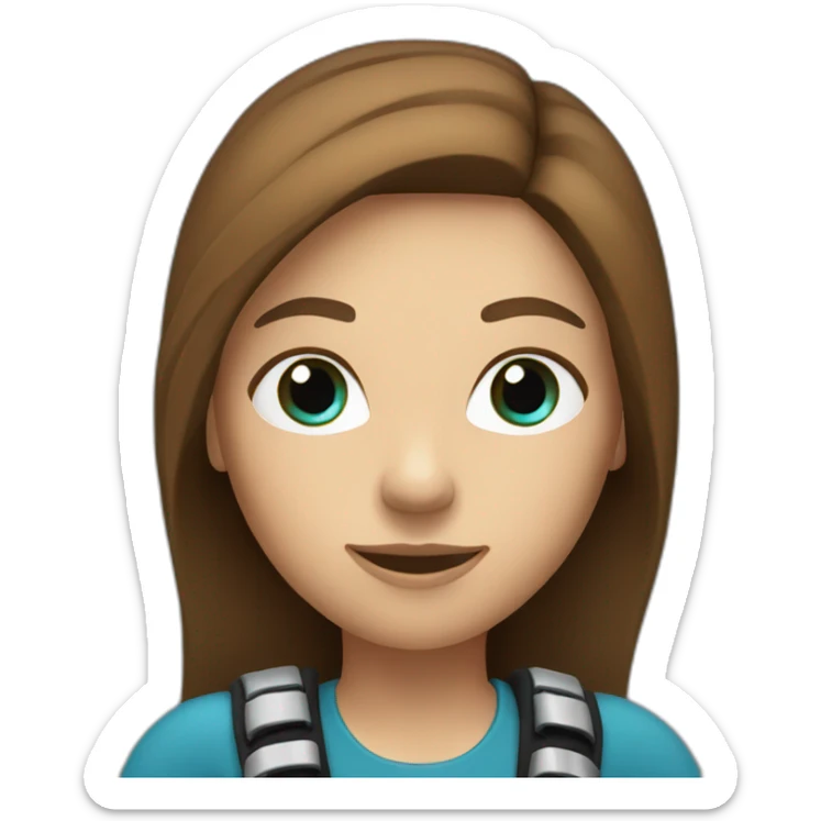a woman scubadiver, she has blue eyes, brown long and straight hair sticker