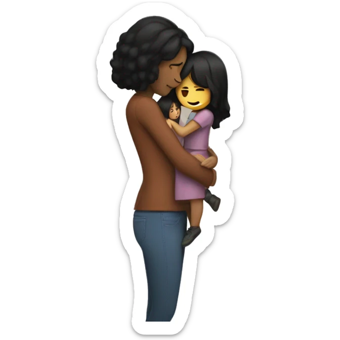 To girl with black hair one tall and the another shortThey hug each other sticker