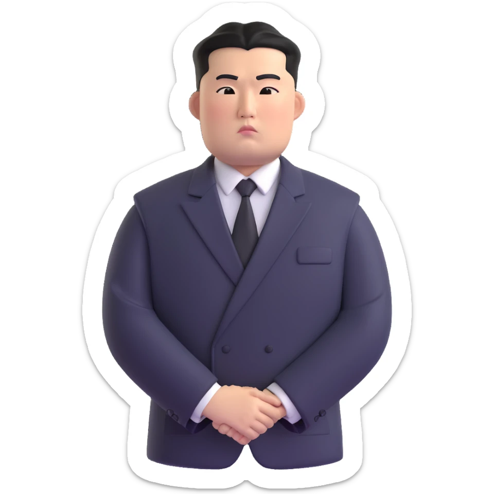 Portrait of a North Korean man, serious and stern, official portrait of a chief engineer at a shipyard, wearing formal dark clothing, neutral background, restrained style, DPRK propaganda style portrait, minimalist, masculine, confident gaze sticker
