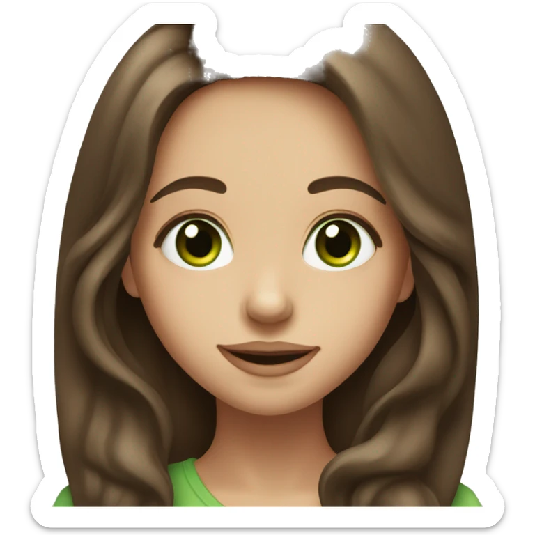 girl with green eyes and long brown hair with big lips and smile sticker