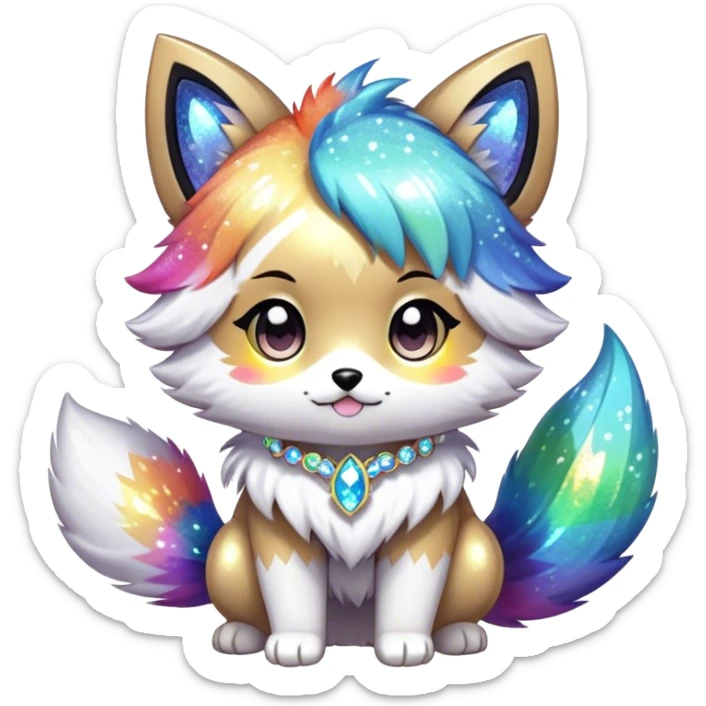  High quality detailed Cute Cool Kawaii stylish Pretty Chibi Fur-Sona Shiny Colorful Sparkly Fakemon Full Body sticker