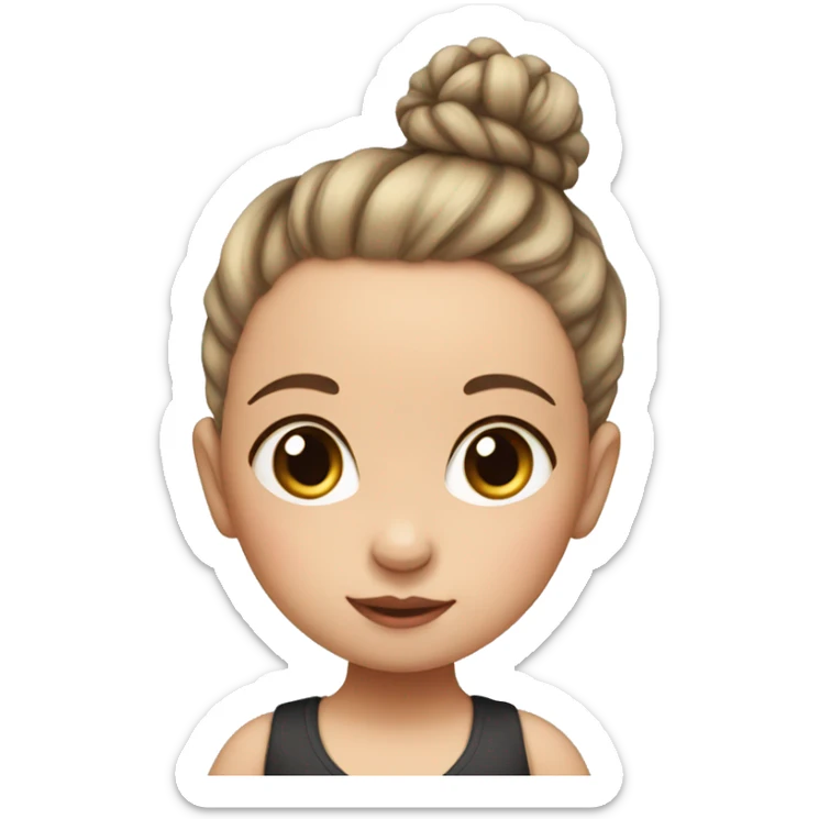 Baby girl with her hair tied up in a bun and she has white skin sticker