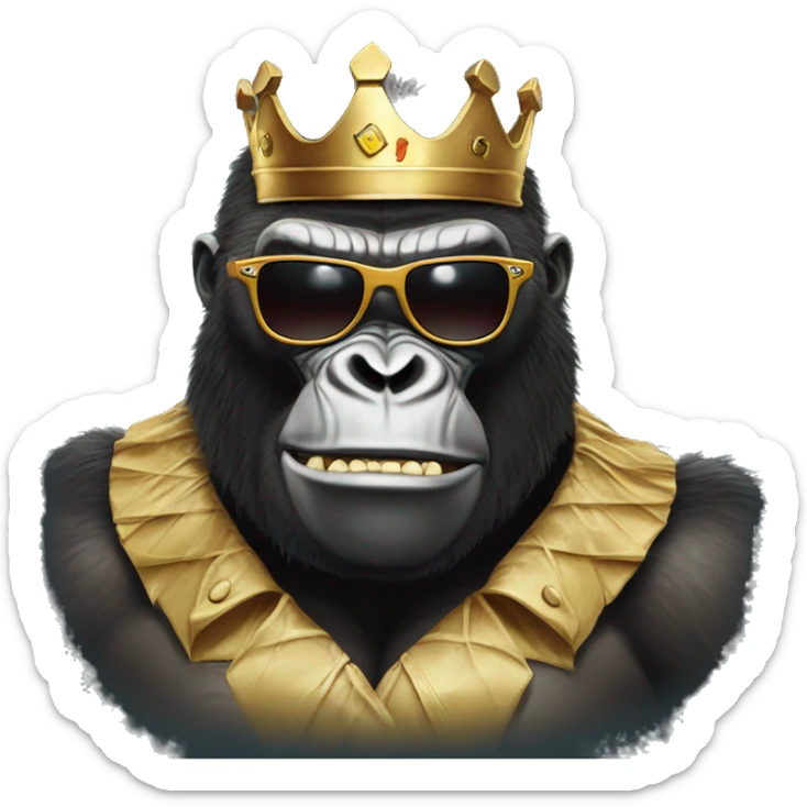 king kong with sunglasses with  lollypop out of his CLOSED mouth sticker