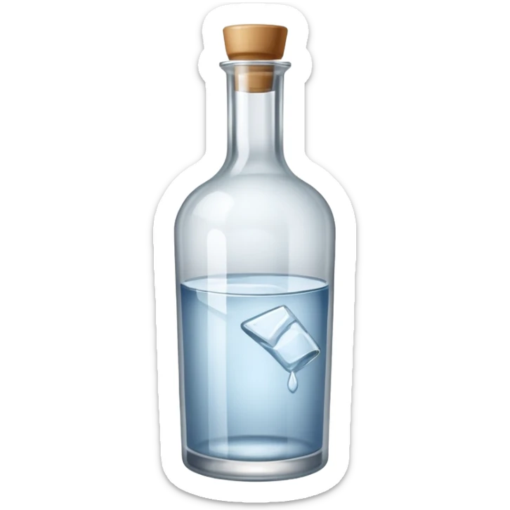 A bottle of vodka emoji in the style of Apple emoji with a handle and a window. sticker