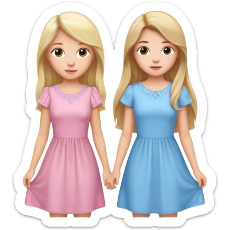 happy pride and predjudice blonde girl in light blue dress and long hair brunette girl in light pink dress sticker