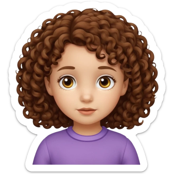 3yr old girl little curly brown hair brown eyes sticker