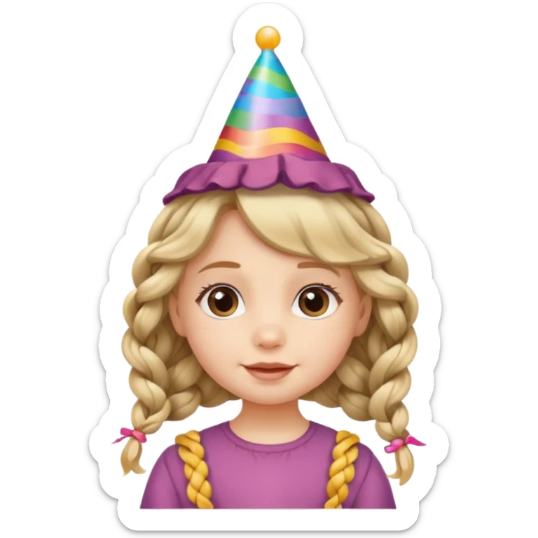 a little girl with wavy braided hair with birthday hat















 sticker