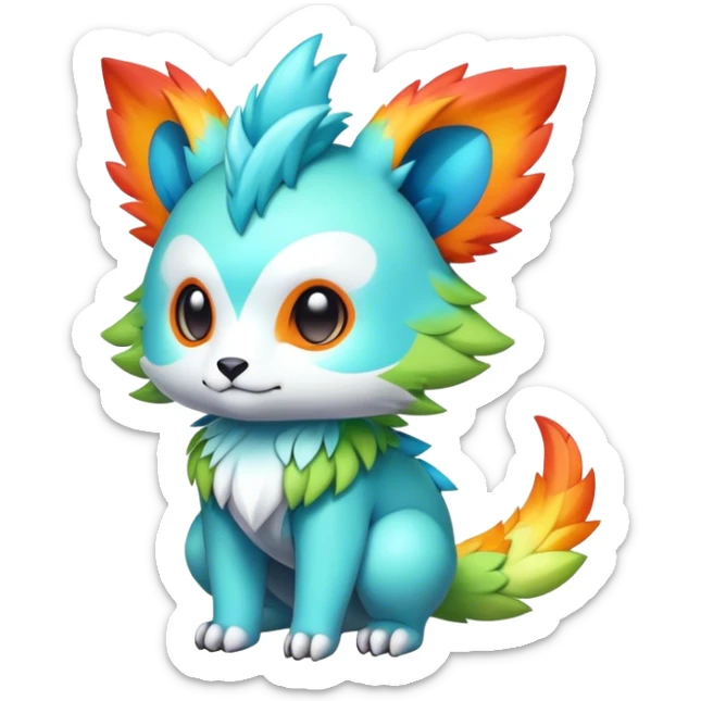 Cute cool colorful fantasy animal hybrid Fakemon full body sticker