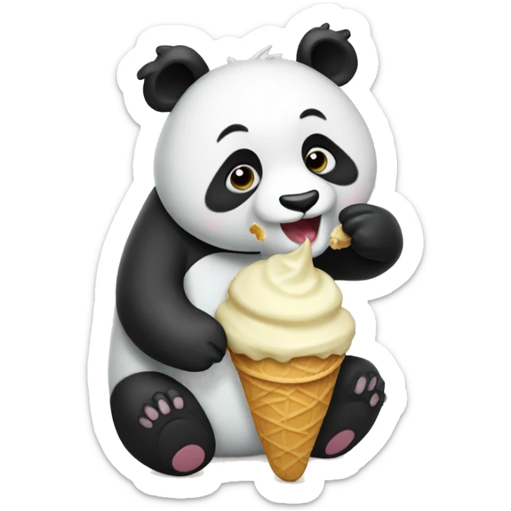 Panda eating ice cream sticker