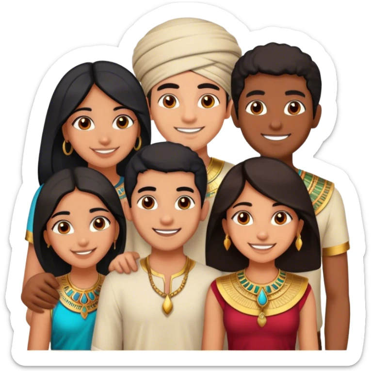 5 best friends, 1 Egyptian man, 1 indian girl 1 persian girl 1 moroccan boy 1 black boy sticker