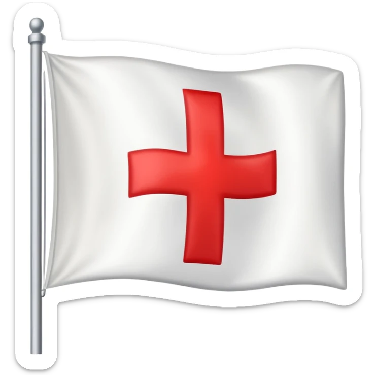 una bandera de fondo blanco, con una cruz que toca las 4 esquinas de la bandera sticker