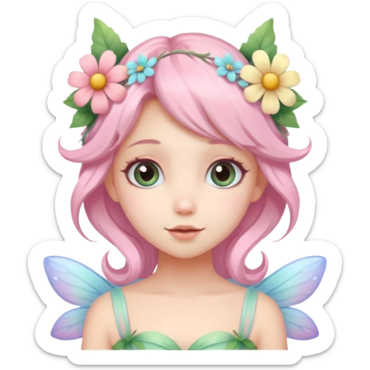 cute pastel fairy girl flower head decoration sticker