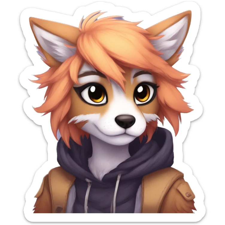 Shy edgy kawaii anthro furry by Falvie, LiLaiRa, griffsnuff, AngieWolf sticker