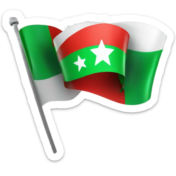 Flag A green ribbon and a white ribbon with a centre of 3 red five stars and a black ribbon sticker