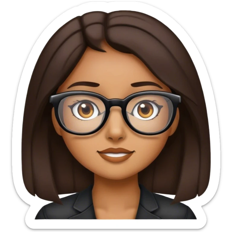 Girl with tan skin and dark brown hair with glasses  sticker