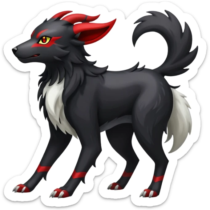 Shiny Exotic Excessive Mysterious Houndoom-Mightyena-Pokémon-Fakémon-hybrid-creature (full body) sticker