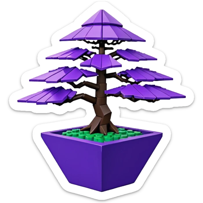  small short black indigo bonsai pot plant purple shinku maple Lego with triangular angular faceted asymmetrical originally shaped body  sticker
