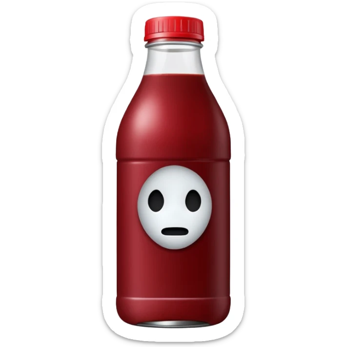 sobolo emoji (Ghanaian frink) in a plastic bottle and make the juice dark red  no face write sobolo on it sticker