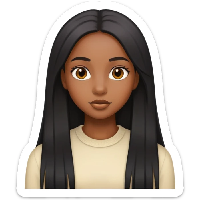 black girl with straight long hair sticker